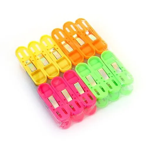 1368 Cloth Drying Non-Slip Light Plastic Clips  (Multicolour) (Pack of 12)