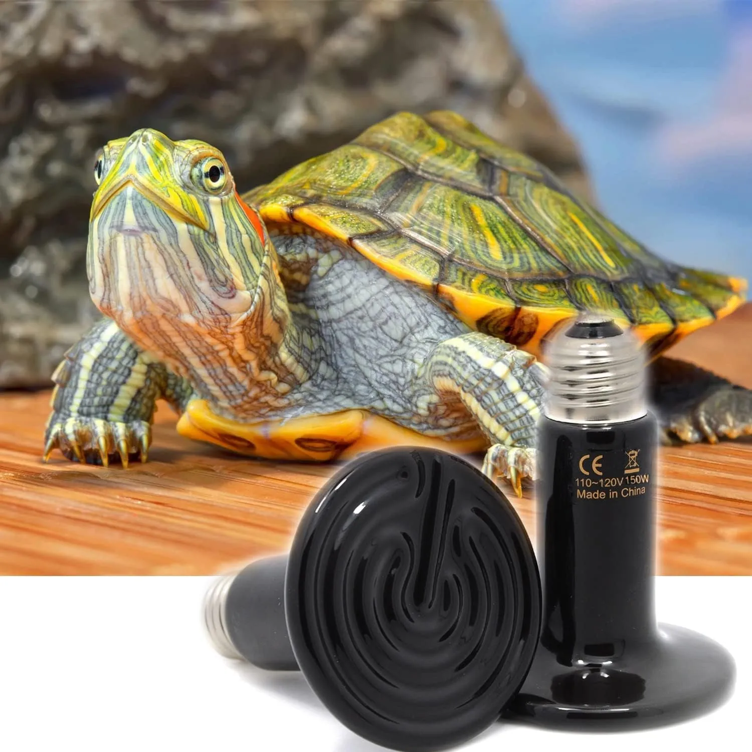 150W 2-Pack Ceramic Heat Lamp Bulb Infrared Reptile for Pet Coop Lizard Snake Turtle Aquarium No Light No Harm Emitted