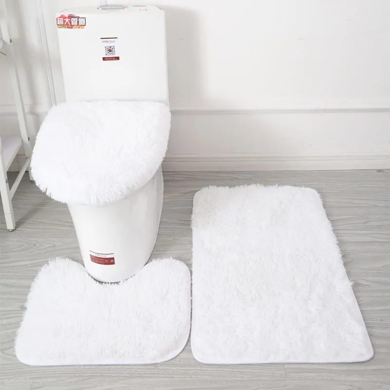 3 in 1 Fluffy Soft Microfiber Bathroom Rugs  Bath Toilet Mats