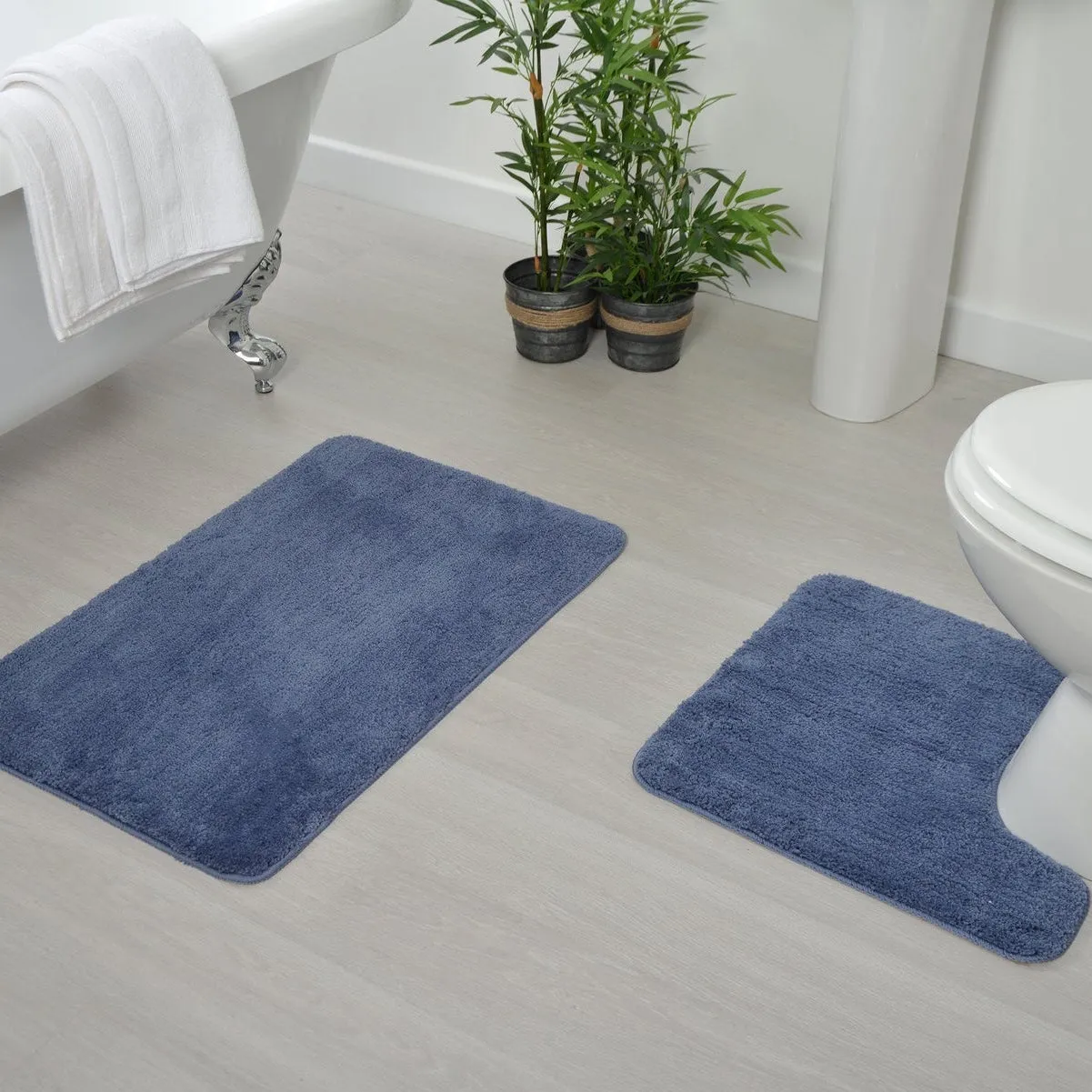 Antron Luxury Non-Slip Bath Mat - Mid Blue