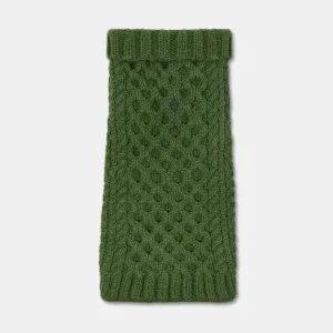 Aran Basil Green Hand knitted Designer Wool Dog Jumper