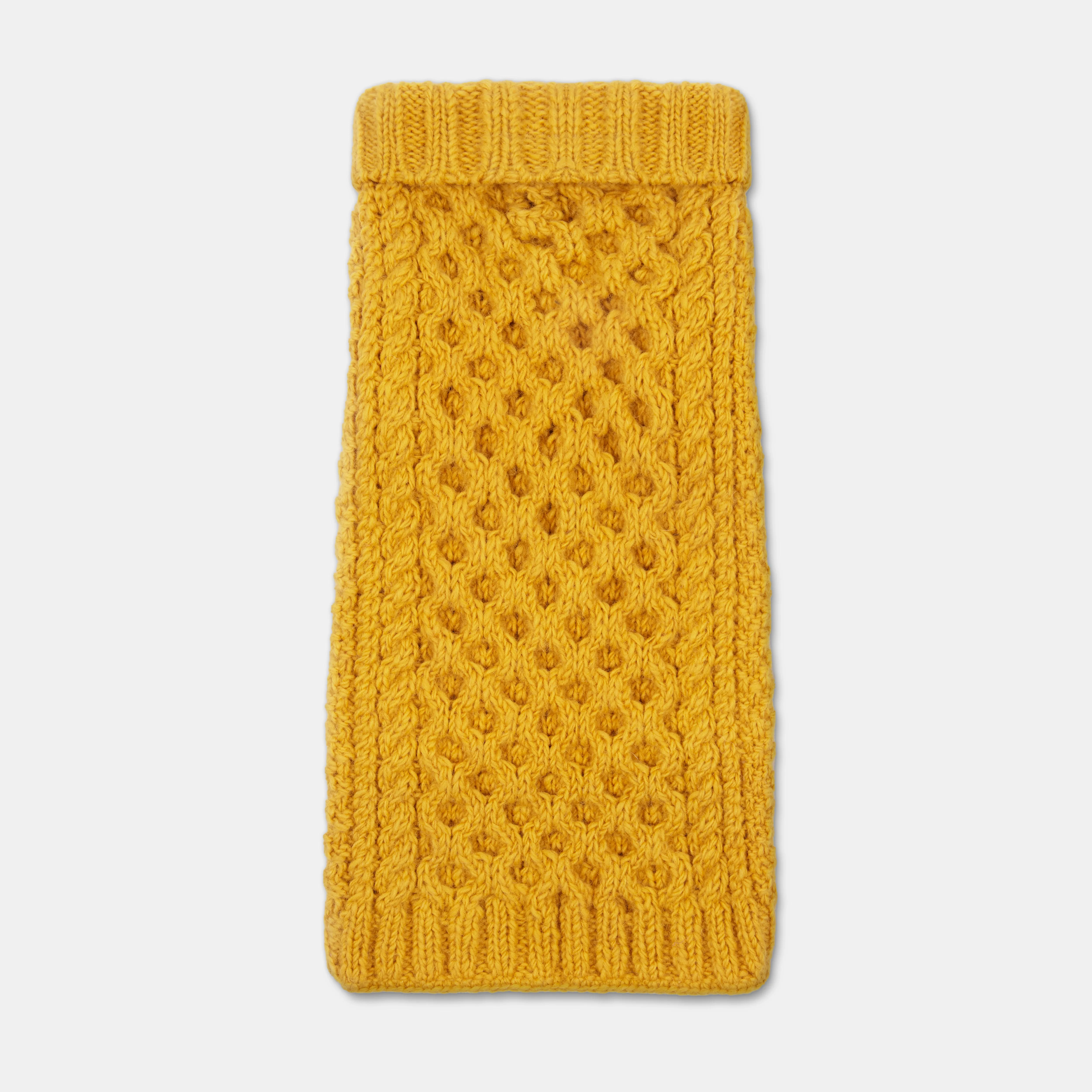 Aran Mustard Yellow Hand knitted Designer Wool Dog Jumper