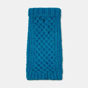 Aran Sky Blue Hand knitted Designer Wool Dog Jumper