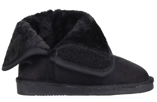 Arctic Paw - Girls Boots Suede Faux Fur Sherpa Lined (Hook and Loop) with Bow and Glitter