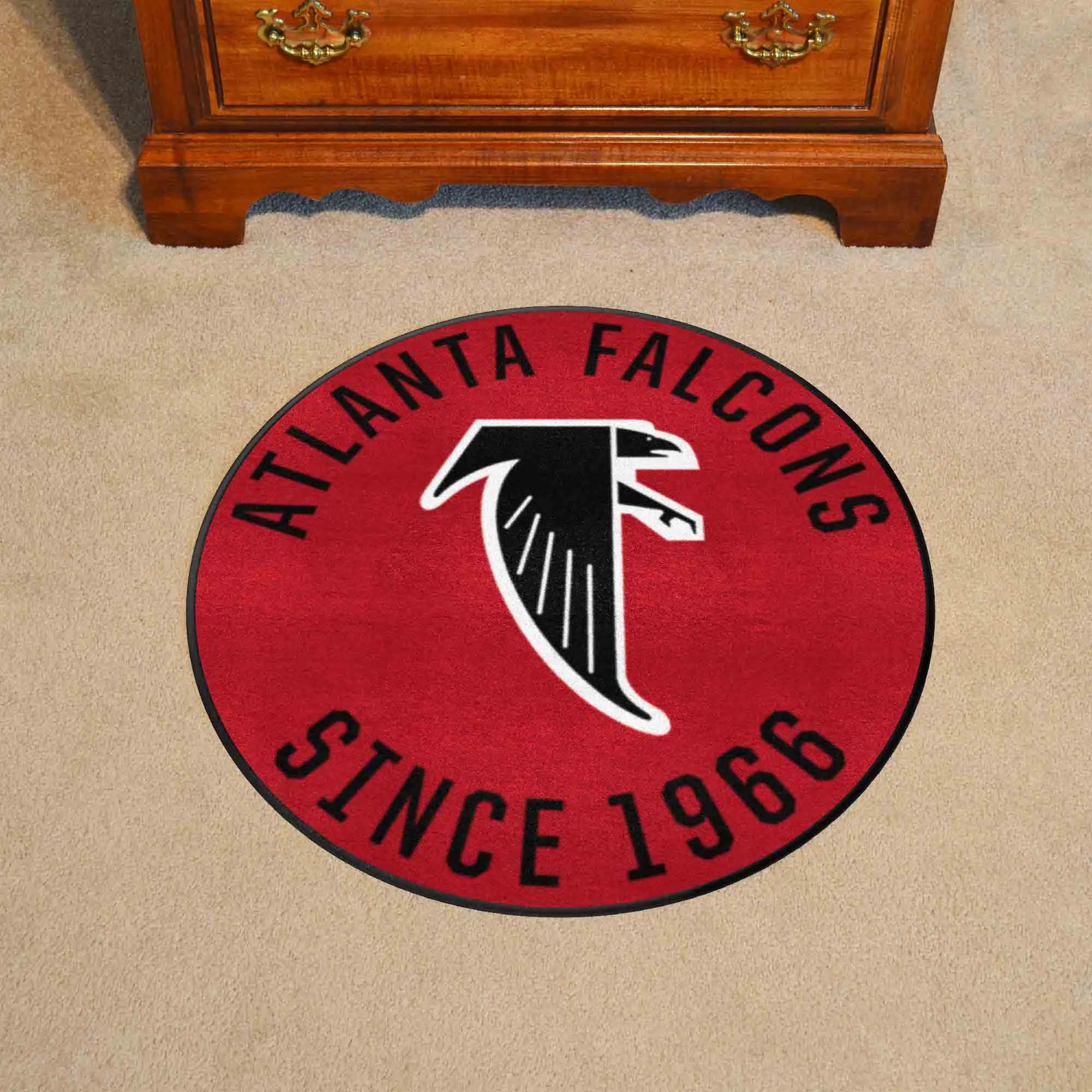 Atlanta Falcons Roundel Rug - 27in. DiameterNFL Retro Logo, Original Falcon Logo