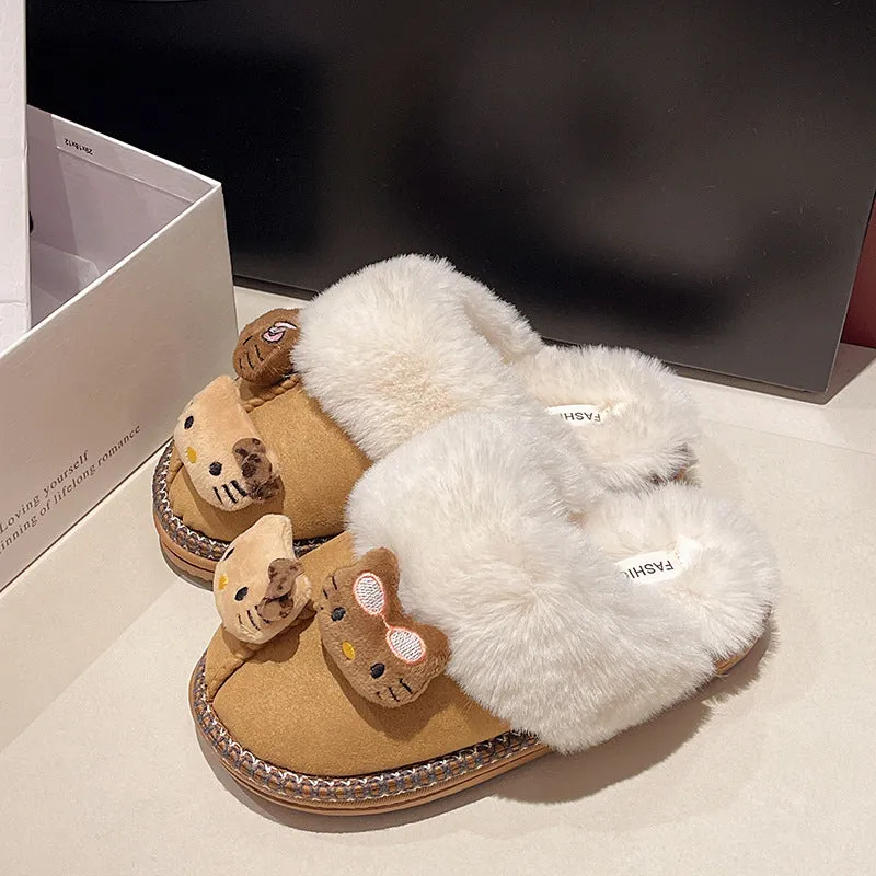 Authentic Brown Kitty Fuzzy Snow Boots KI661