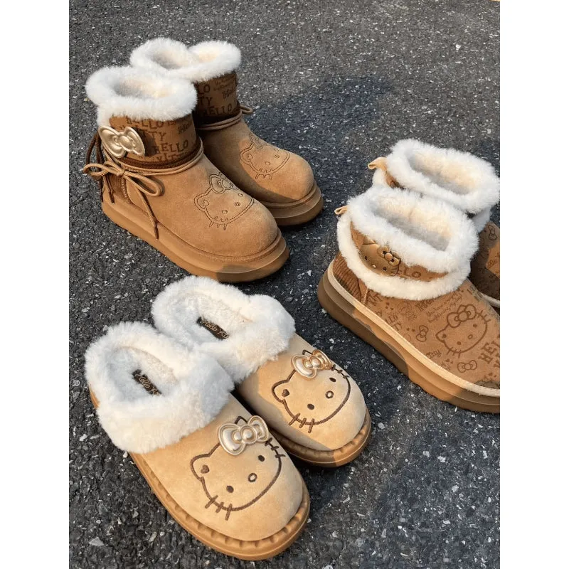 Authentic Brown Kitty Fuzzy Snow Boots KI661