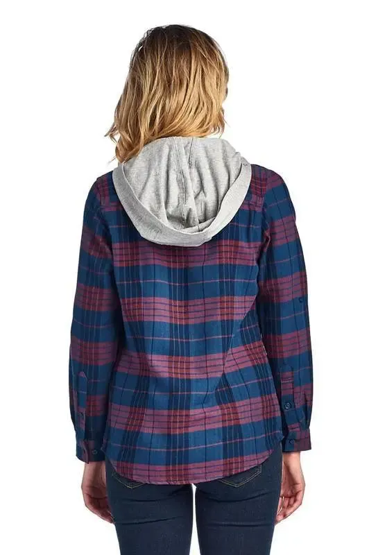 Bailey Flannel Plaid Shirt with Hoodie