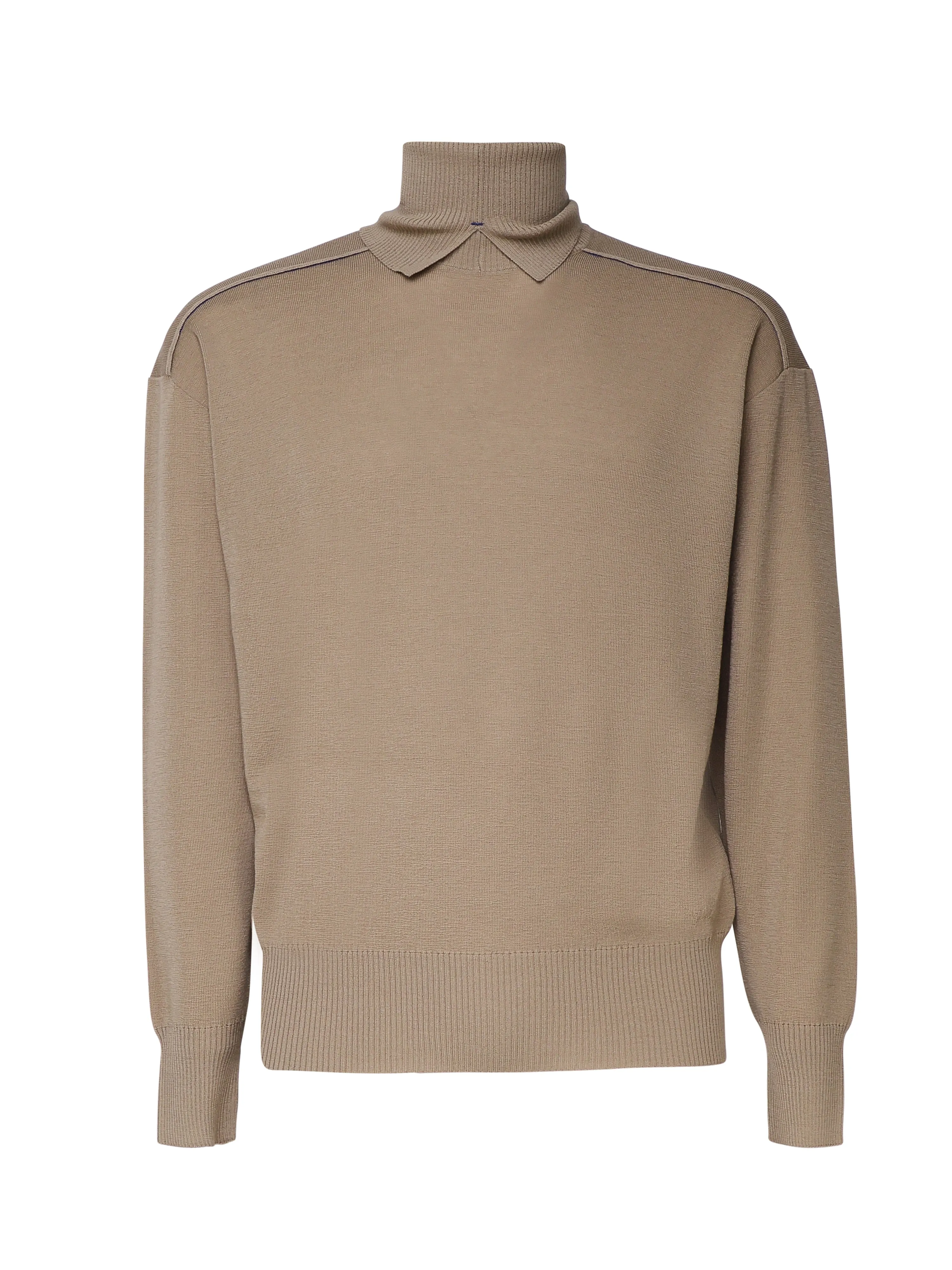 Beige High Neck Turtleneck Sweater