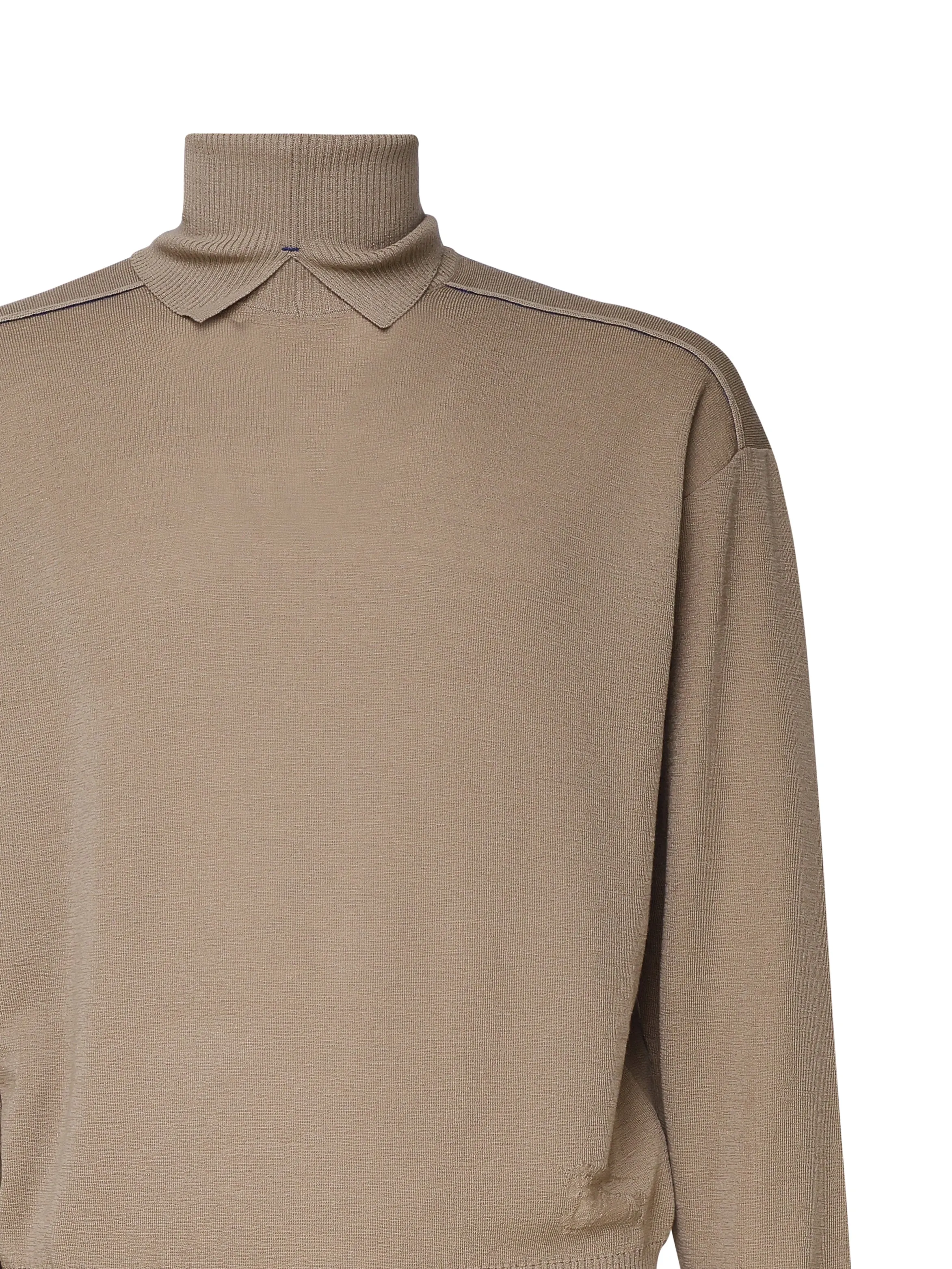 Beige High Neck Turtleneck Sweater