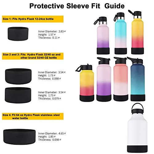 bottlebottle Protective Silicone Sleeve Fit 12-64oz for Hydro Sports,Simple Modern,Takeya,MIRA, Iron Flask and other Brand Water Bottle, BPA Free Anti-Slip Bottom Sleeve Cover