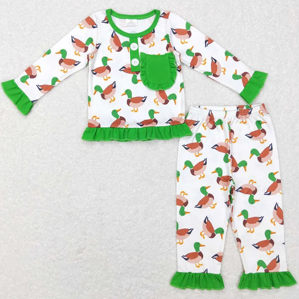 Boutique Baby Girls Pajamas Duck Pocket Tops Pants Kids Sibling Pajamas Boys Sets BLP0419 GLP1016