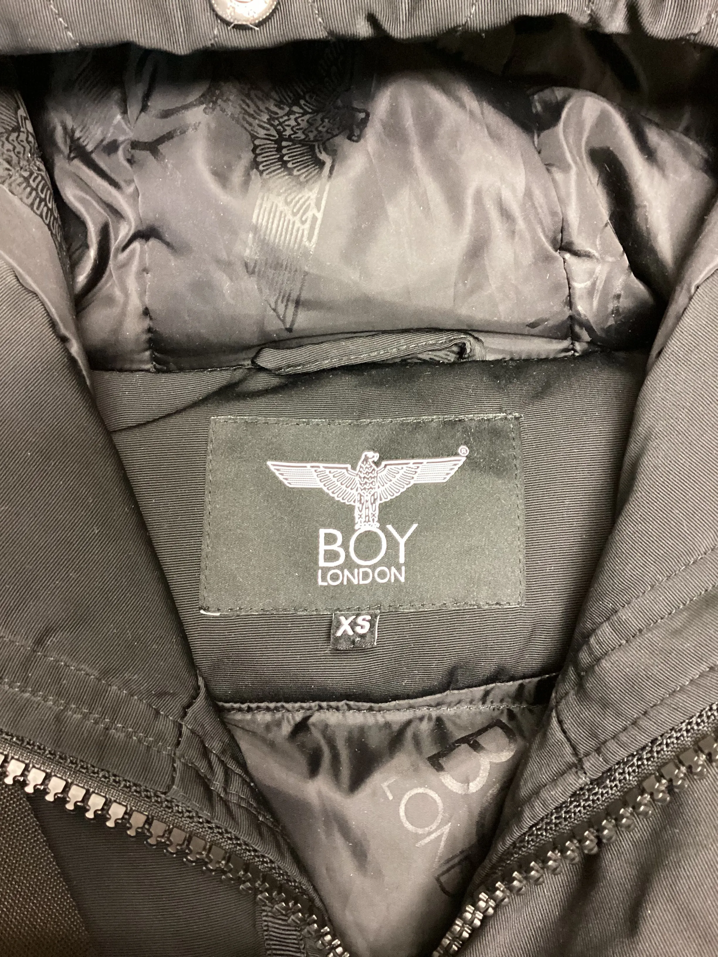 Boy London Black Duck Down Raincoat Size XS