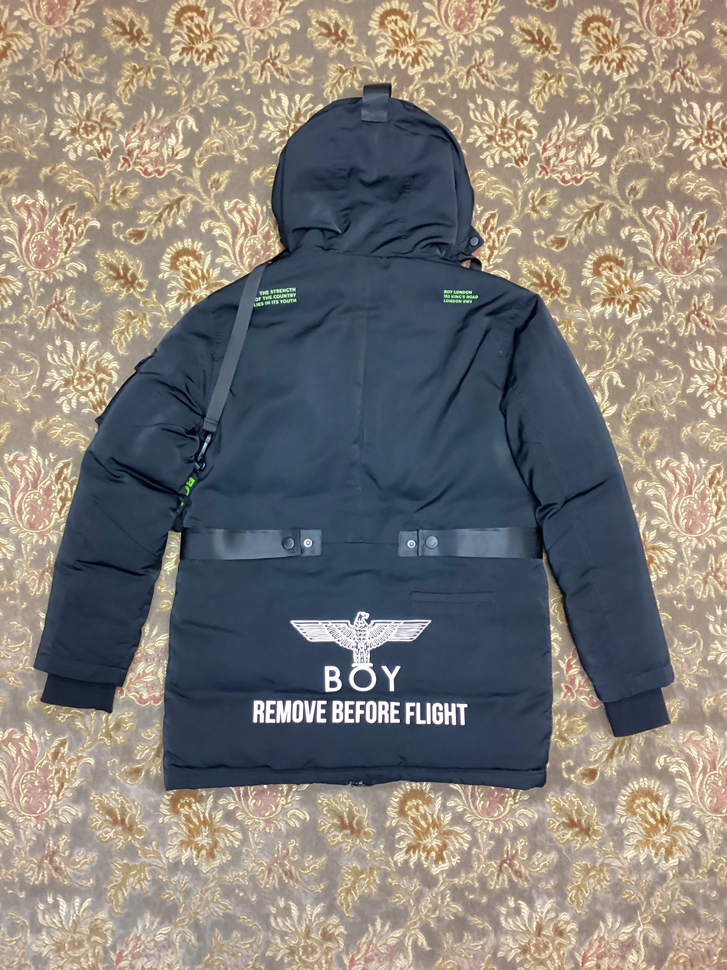 Boy London Black Duck Down Raincoat Size XS