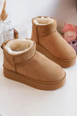 Camel Fur Ankle Boots