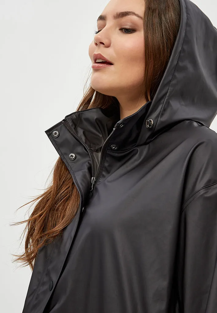 Cane Hooded Raincoat Curve - Black