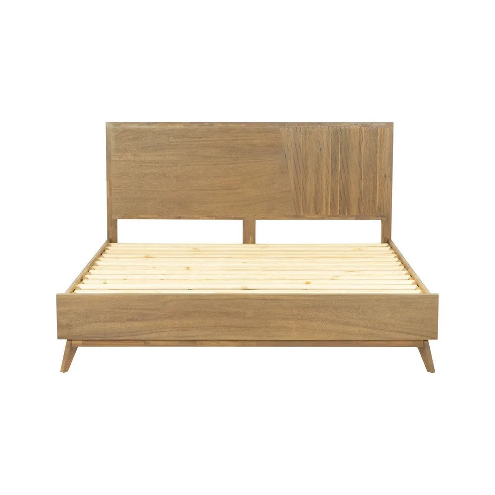 Cid Allie Queen Platform Bed, Panel Headboard, Walnut Brown Acacia Wood By Casagear Home