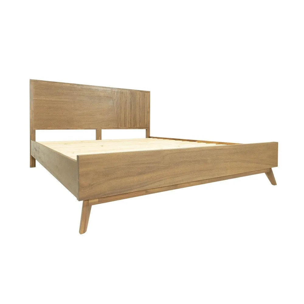 Cid Allie Queen Platform Bed, Panel Headboard, Walnut Brown Acacia Wood By Casagear Home