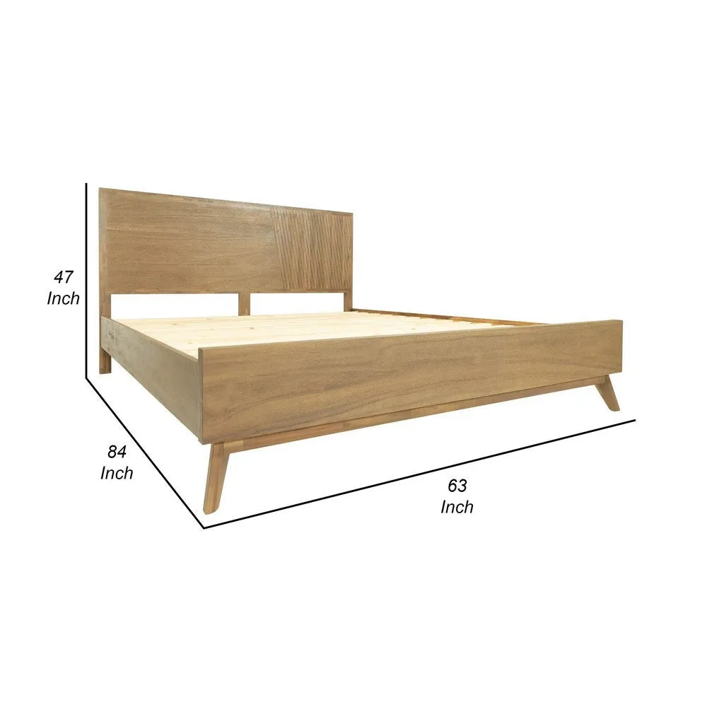 Cid Allie Queen Platform Bed, Panel Headboard, Walnut Brown Acacia Wood By Casagear Home