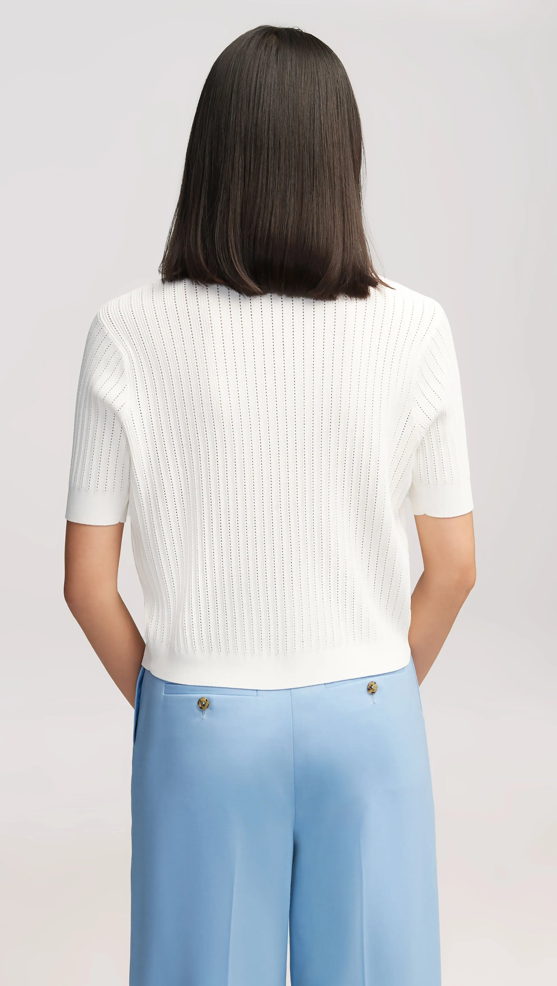 Collared Pocket Knit in Viscose Blend | Ivory