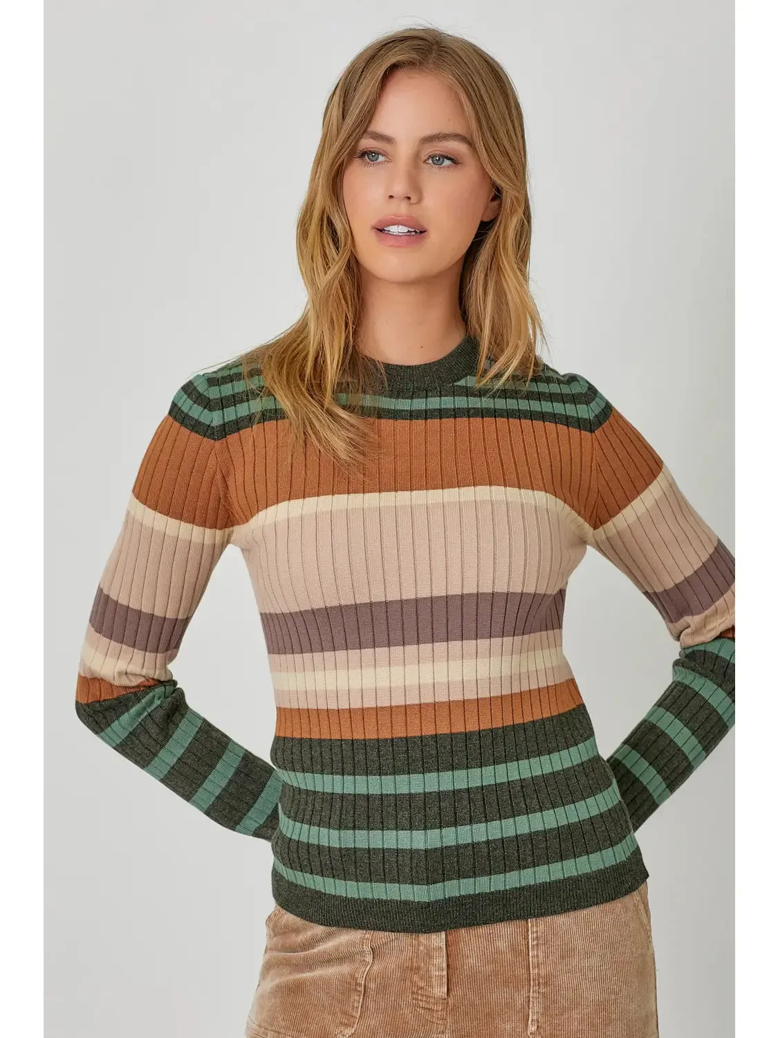 Color Block Striped Sweater Top