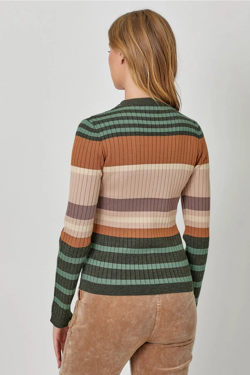 Color Block Striped Sweater Top