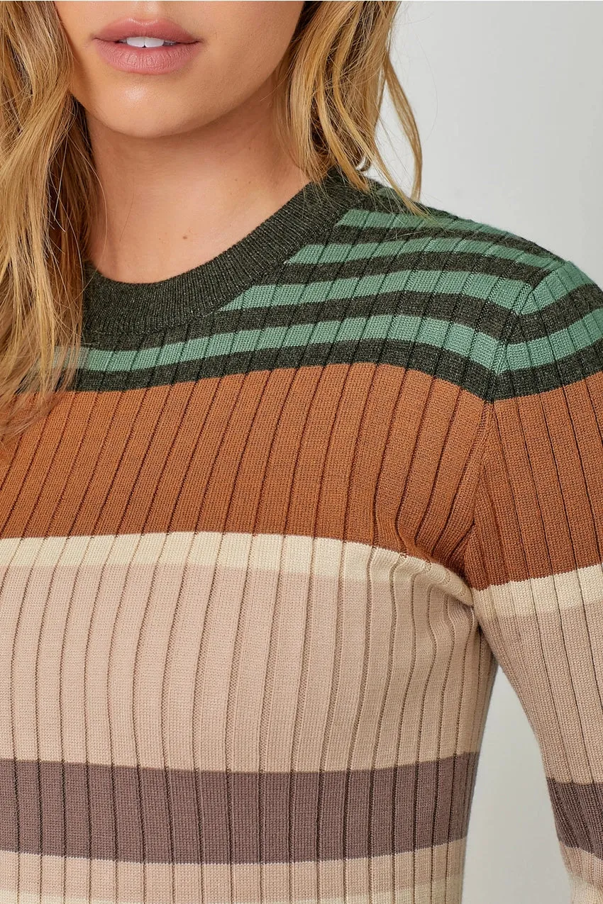 Color Block Striped Sweater Top