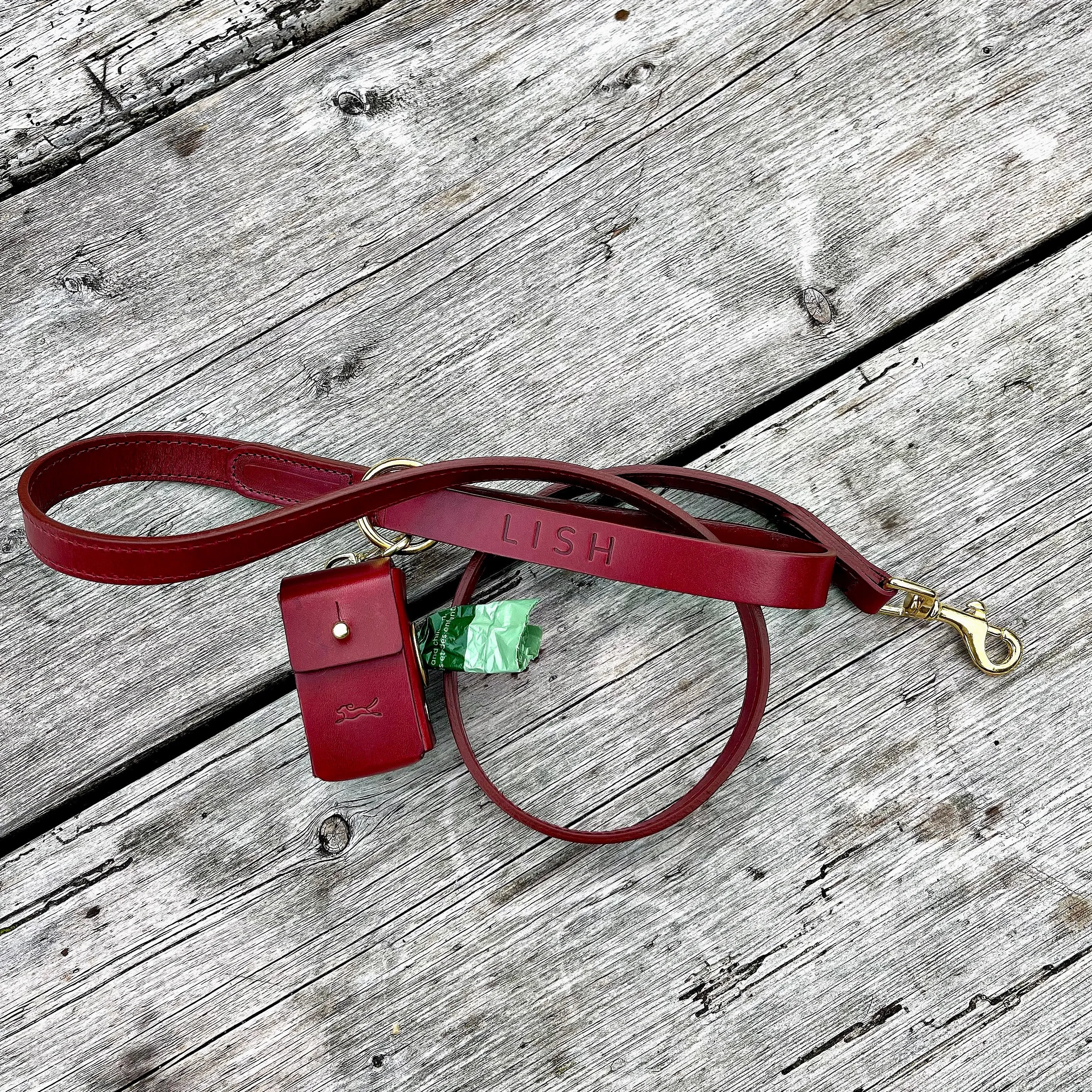 Coopers Maple Red Italian Leather Luxury Dog Lead