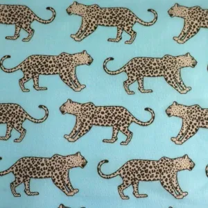 Cotton Blends Polycotton Prints Childrens And Animal Prints Leopard Sky Blue