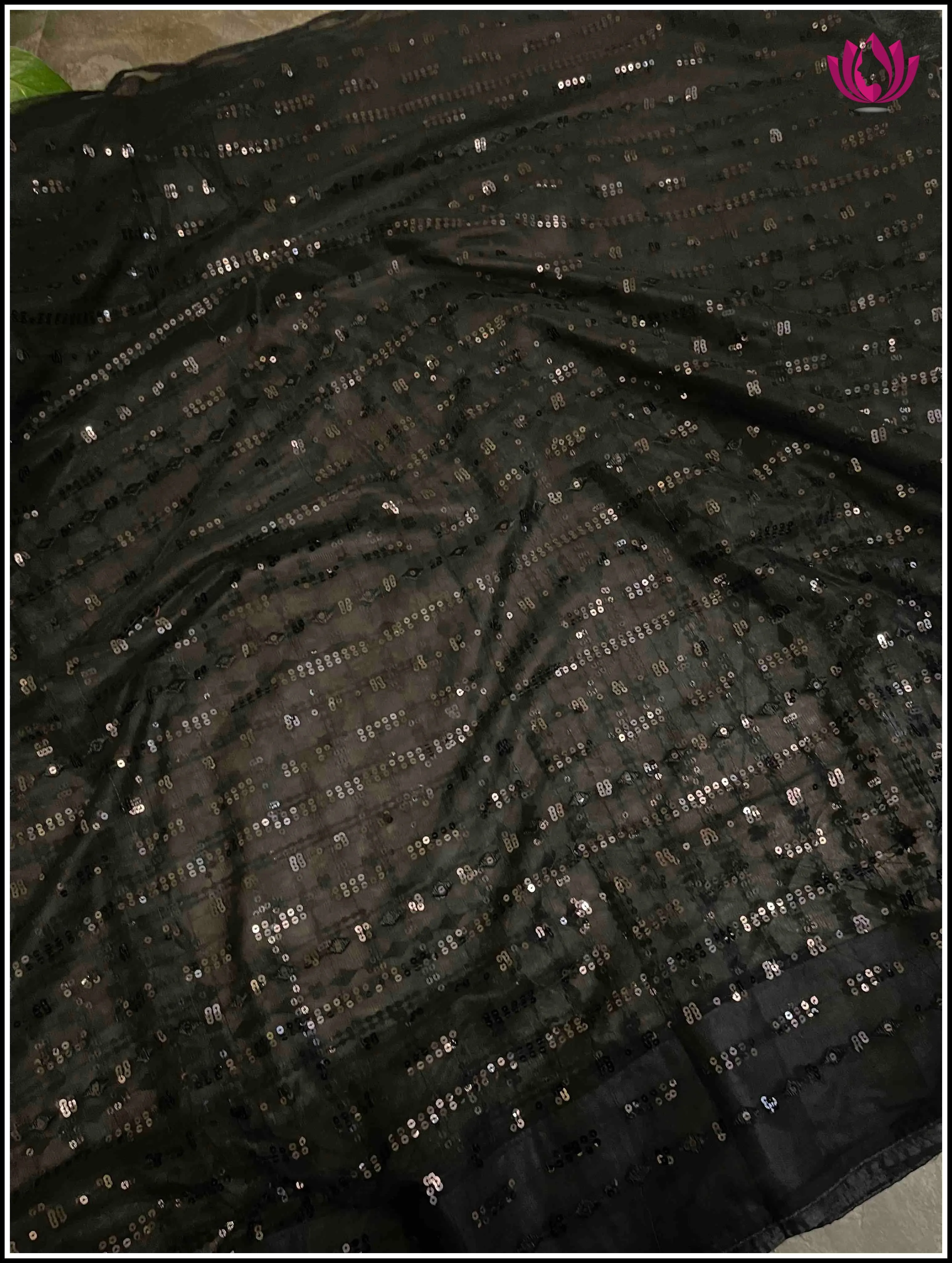 Designer net saree in Black with Black sequins