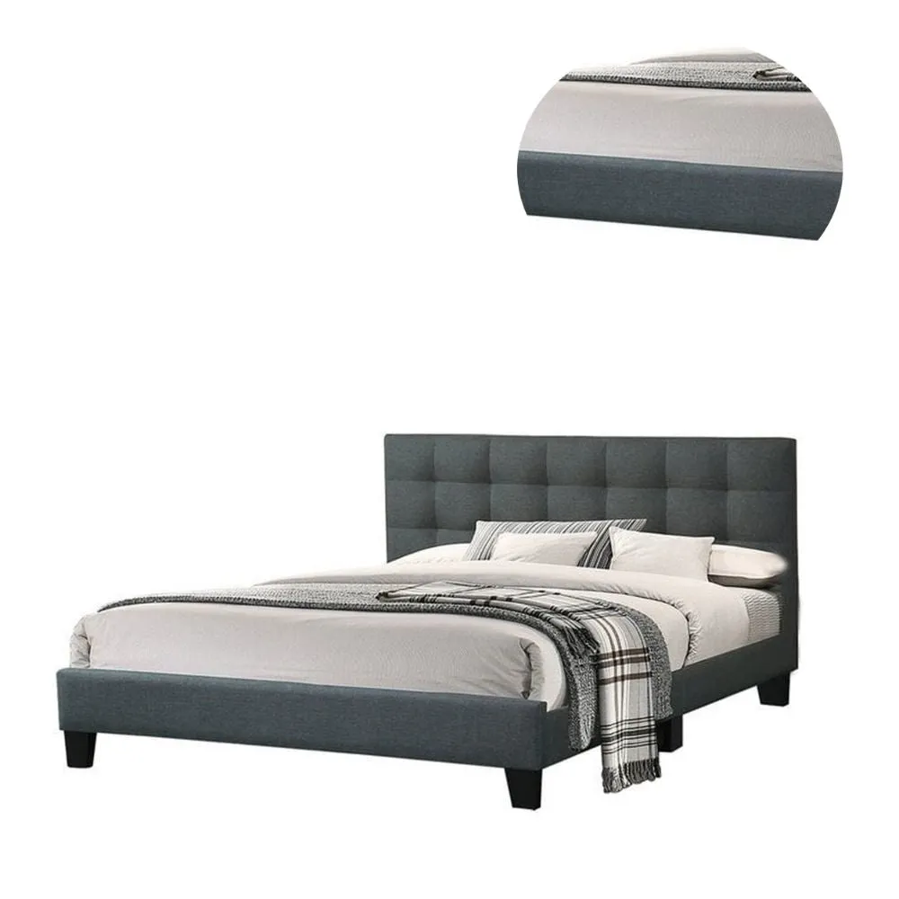 Dex California King Bed, Tufted Upholstery, Charcoal Gray By Casagear Home