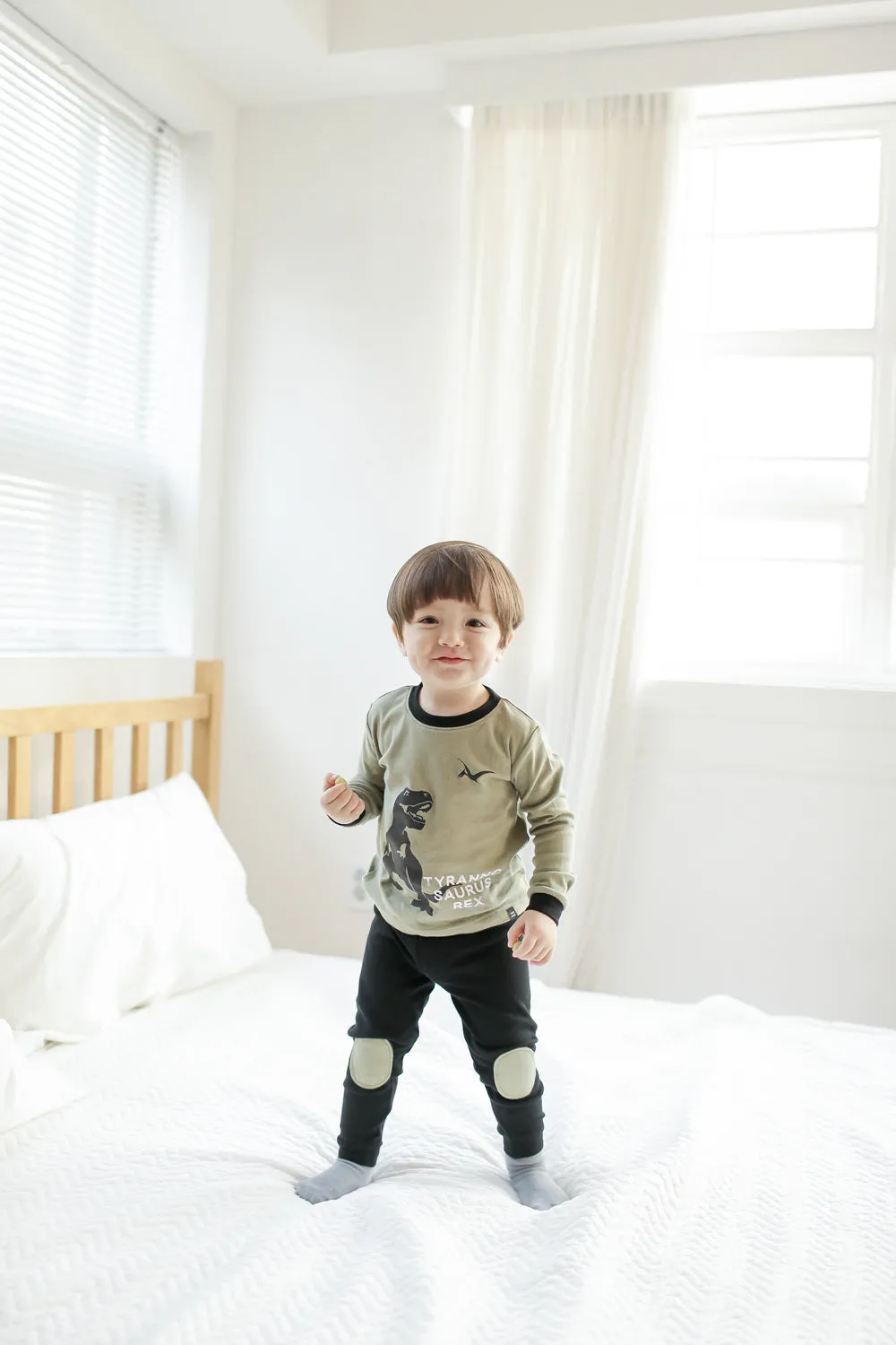 Dinosaur Khaki Long Sleeve Pajamas