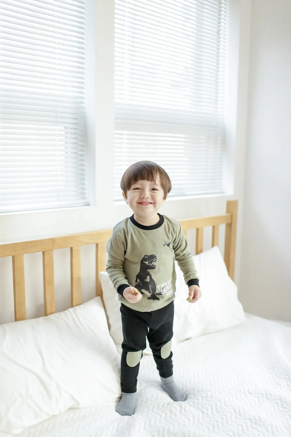 Dinosaur Khaki Long Sleeve Pajamas