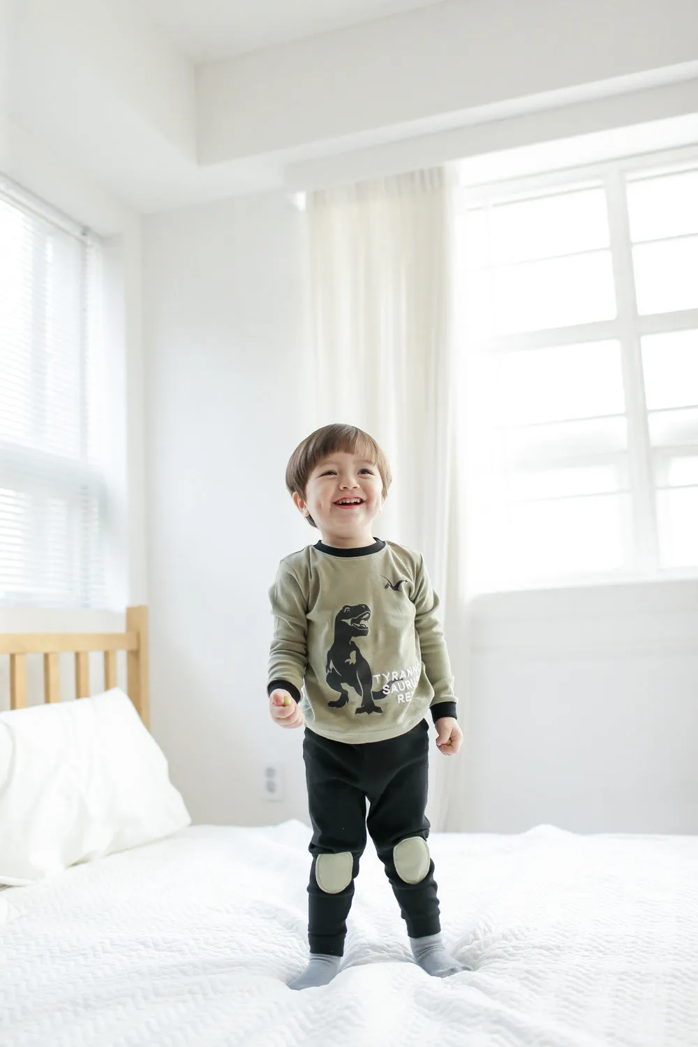 Dinosaur Khaki Long Sleeve Pajamas