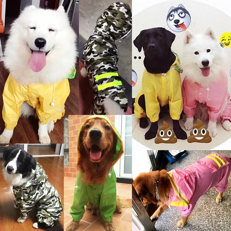 Dog Raincoat Jumpsuit Rain Coat for Dogs Pet Cloak Labrador Waterproof Golden Retriever Jacket Pet Supplies