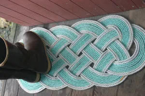 Doormat 36" x 15" Green with Double Silver Accent AS SEEN on HGTV