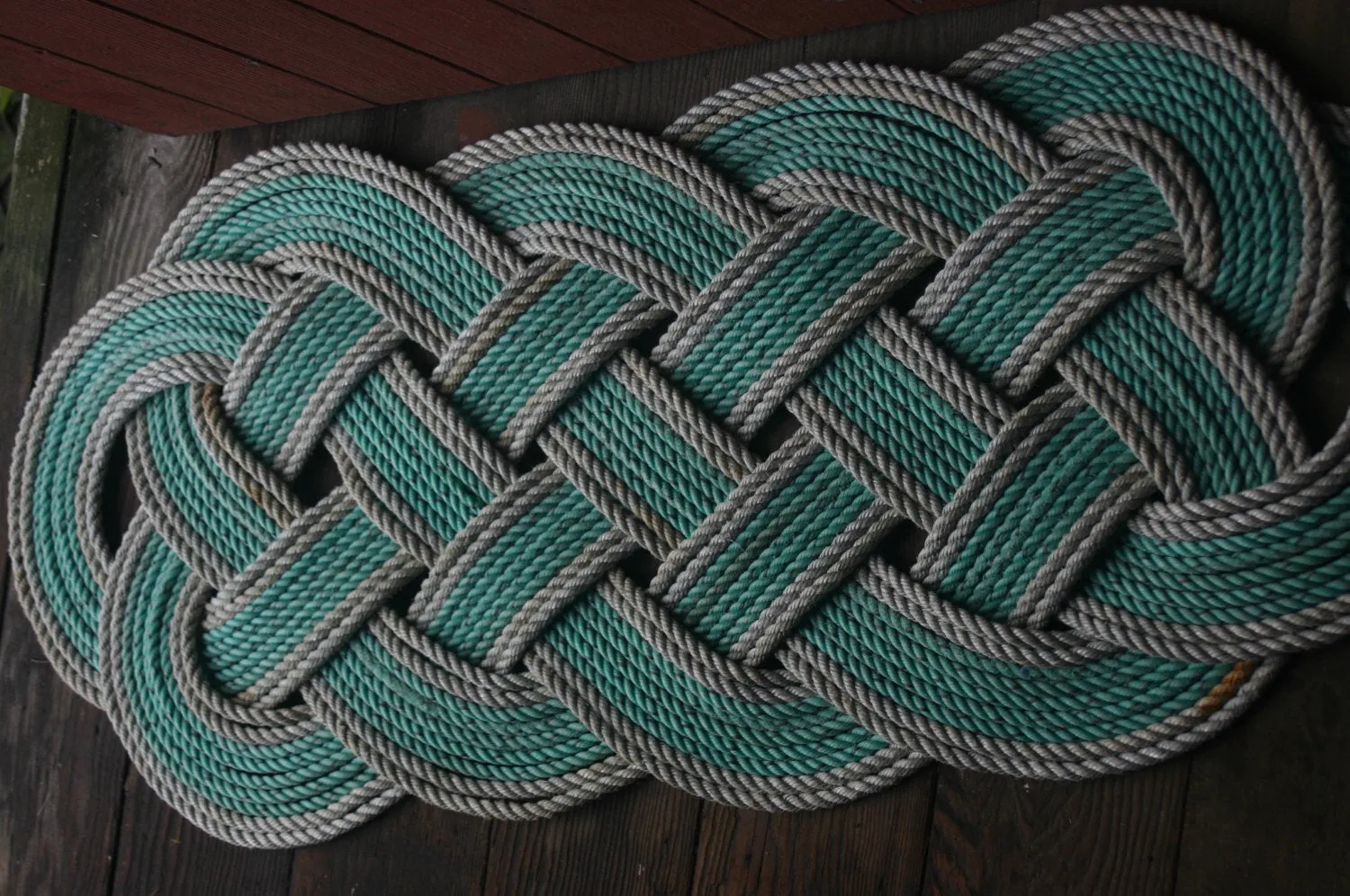 Doormat 36" x 15" Green with Double Silver Accent AS SEEN on HGTV