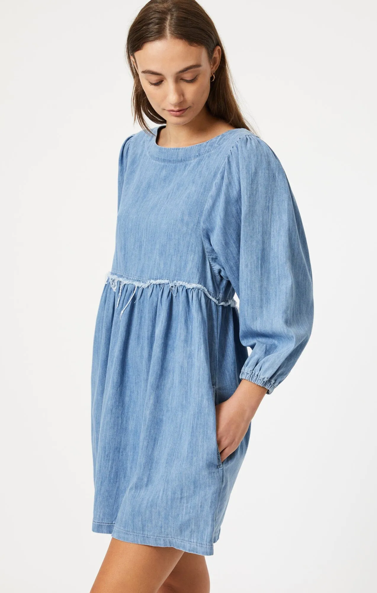 DORY DRESS IN MID BLUE LIGHT DENIM