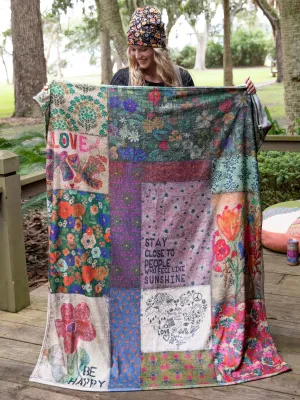 Double-Sided Cozy Throw Blanket - Patchwork Be Happy