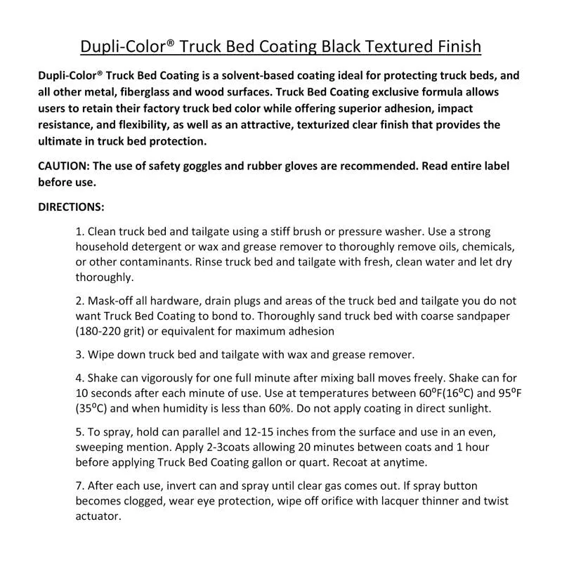 Dupli-Color Black Textured Finish Truck Bed Coating 16.5 oz