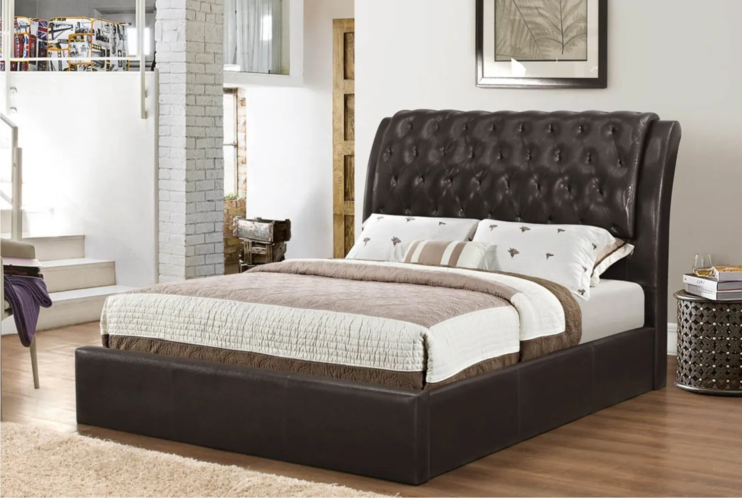 Espresso Lavish Bonded Leather Platform bed