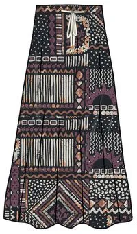 Fareway Recycled Cotton Maxi Skirt - Vintage Patchwork Black/Multi