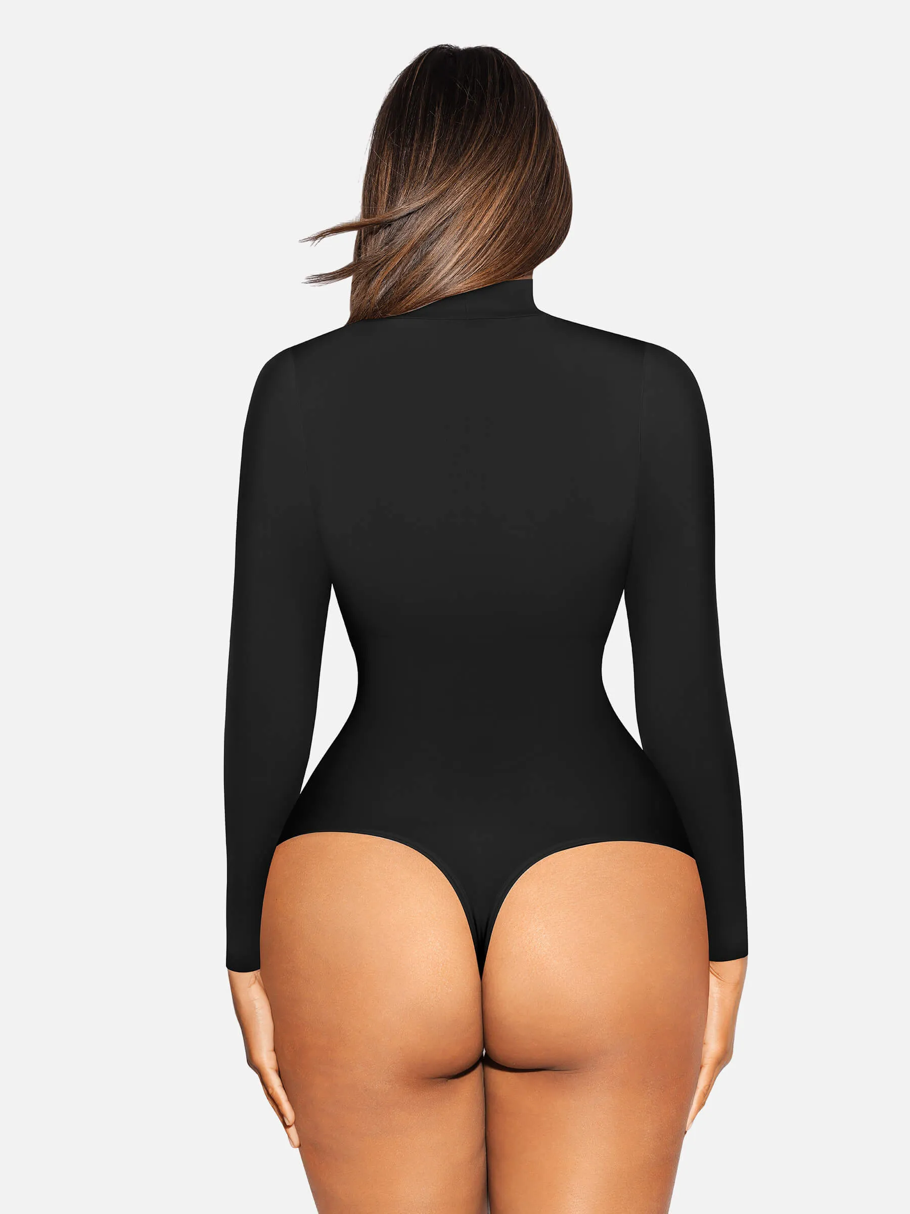 Feelingirl Long Sleeve Seamless Bodysuit Top Thong Bodysuit