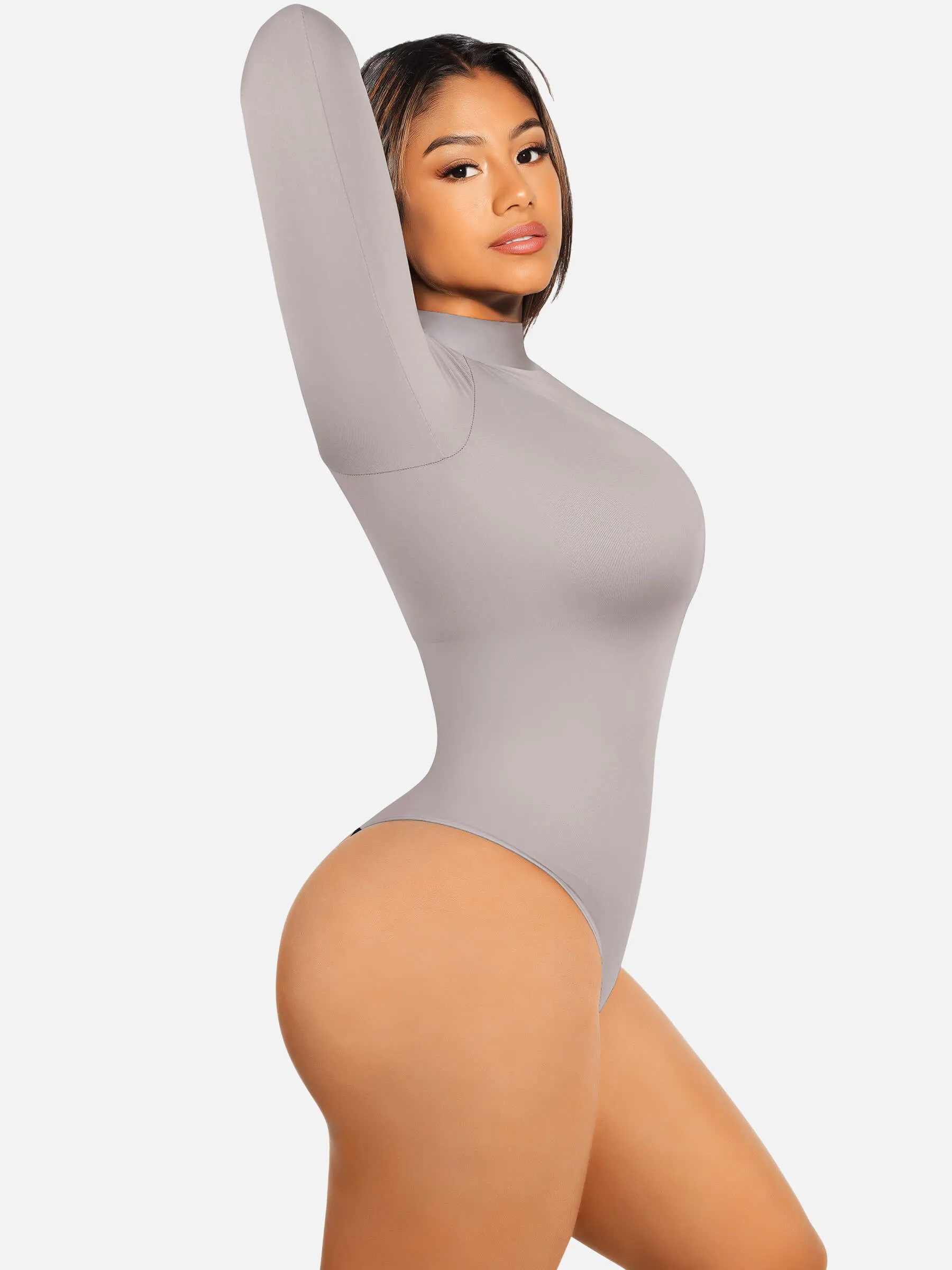 Feelingirl Long Sleeve Seamless Bodysuit Top Thong Bodysuit