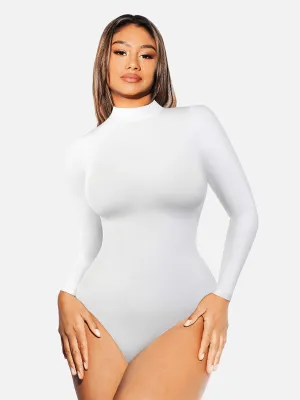 Feelingirl Long Sleeve Seamless Bodysuit Top Thong Bodysuit