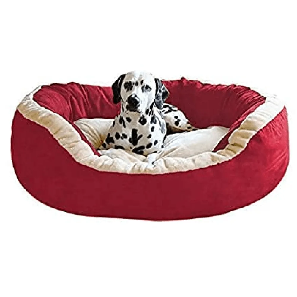 Fluffy's Pawsome Luxurious & Durable Polyester Filled Soft Bed for Dogs and Cats (Red)