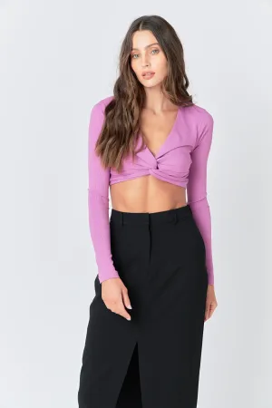 Front Twist Cropped Long Sleeve