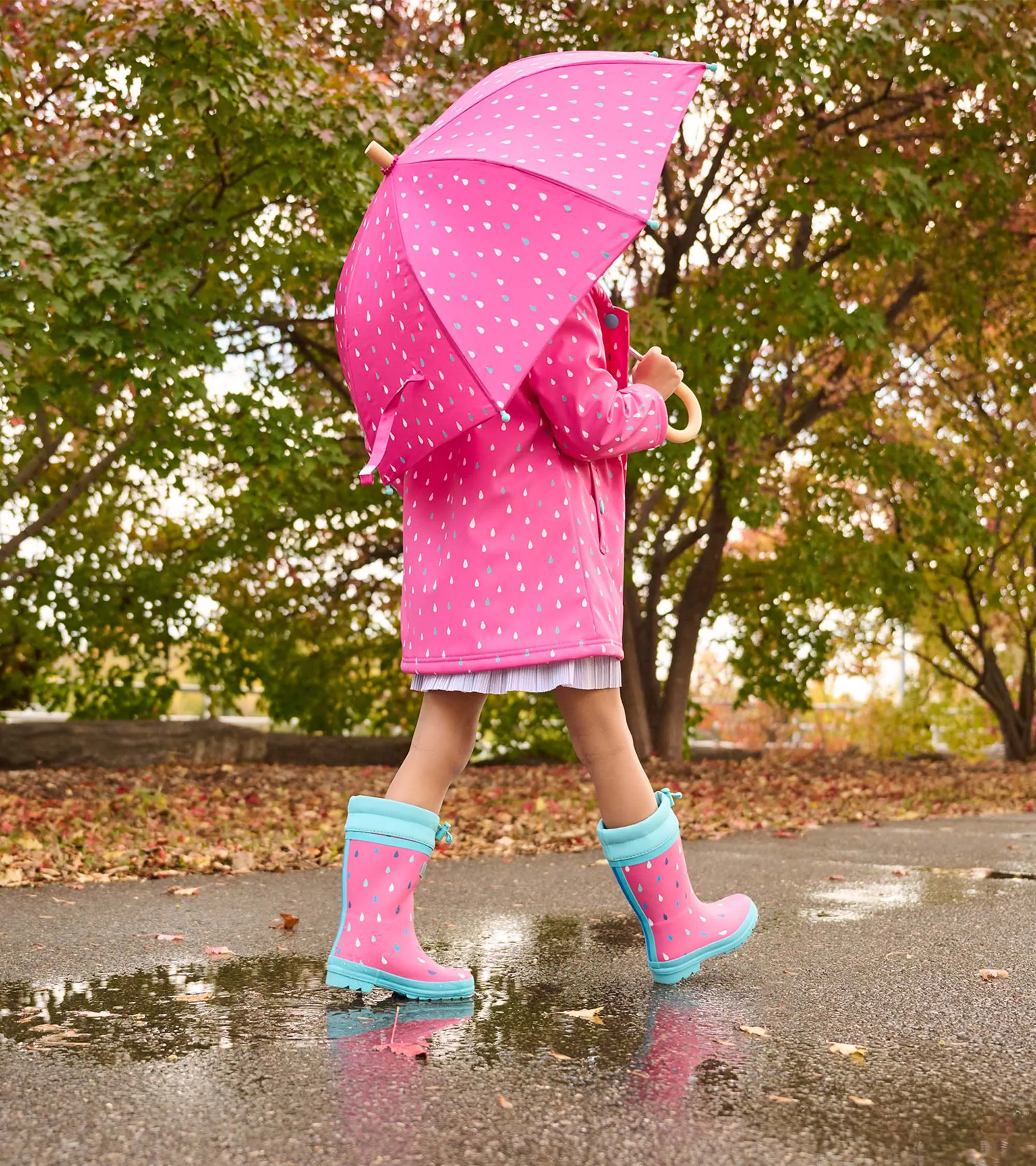 Hatley - Raindrops sherpa lined splash jacket, pink