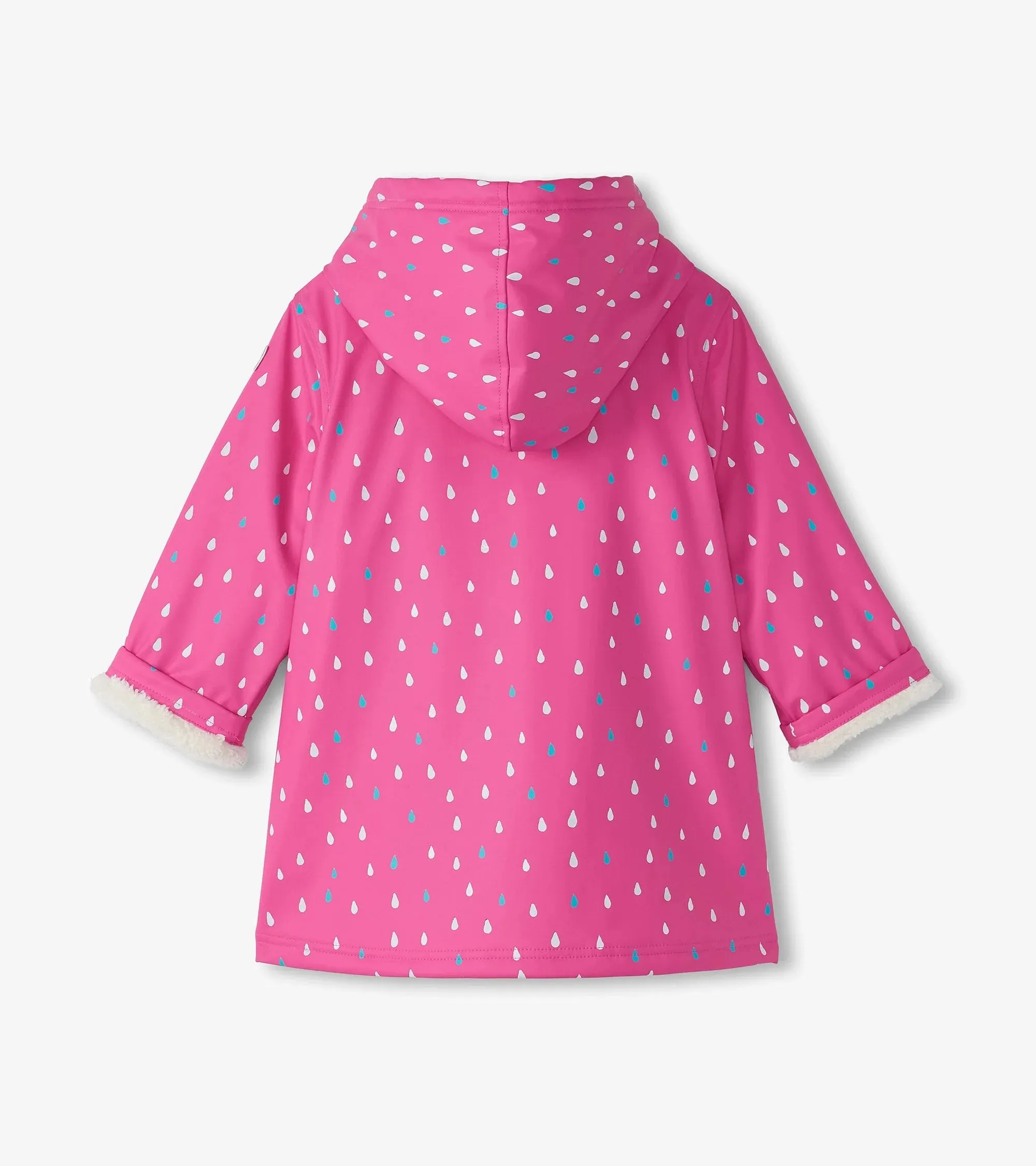 Hatley - Raindrops sherpa lined splash jacket, pink