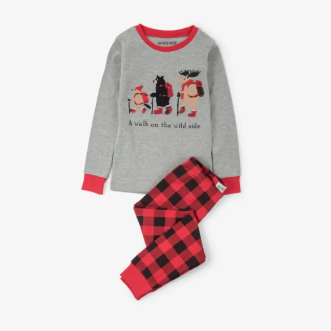 hatley walk on the wild side applique kids pajama set